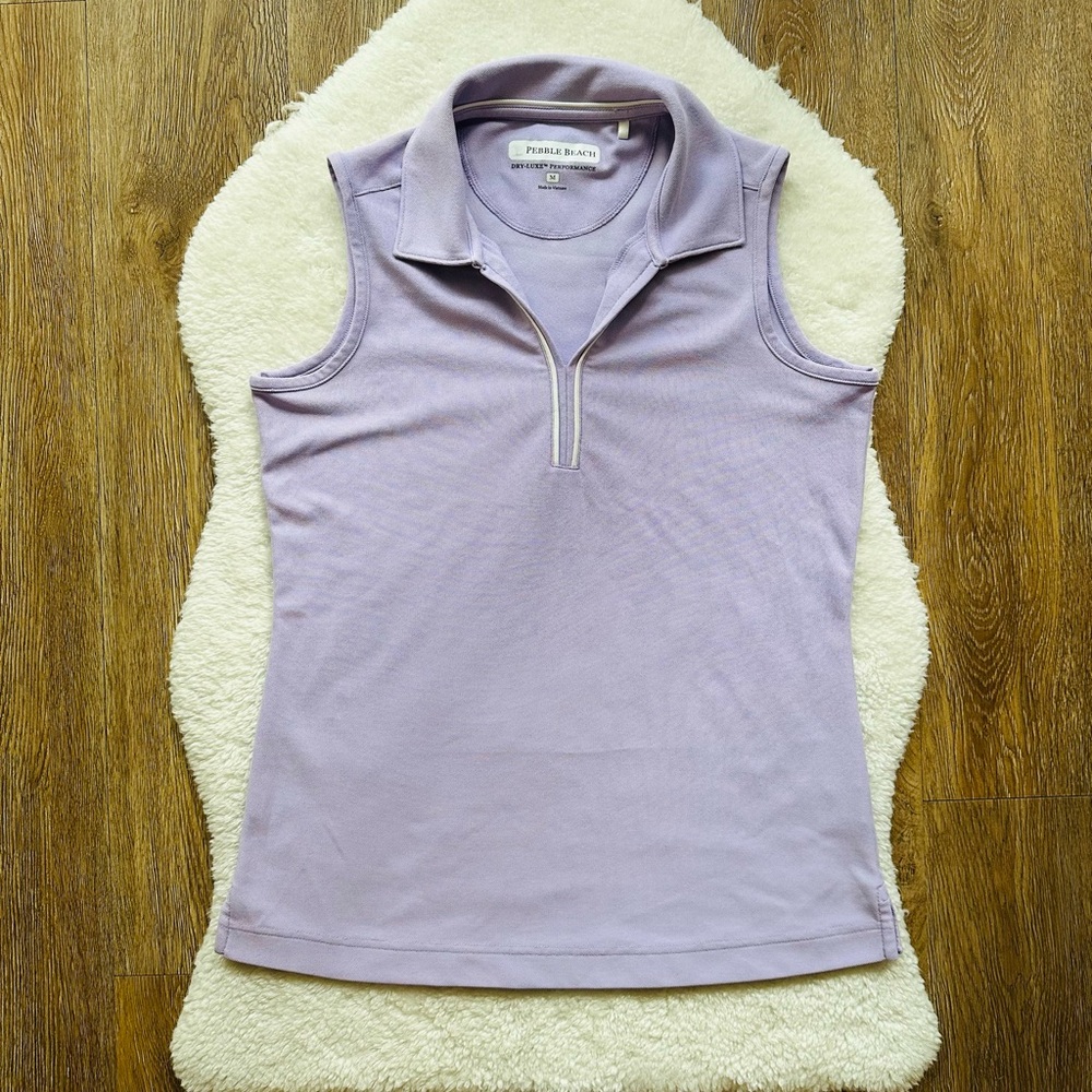 Pebble Beach Lavender Sleeveless Polo Top - Size Medium